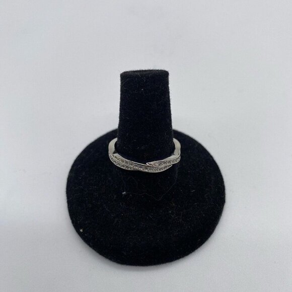 Bedazzled Braid Adjustable Bangle Ring Sliver Tone With Clear Stones for Women - Picture 2 of 4